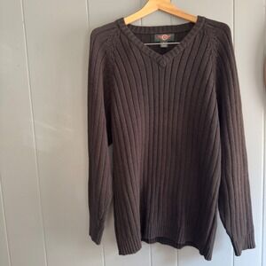90s Y2K‎ vintage black chunky ribbed cotton ramie sweater XL fisherman style